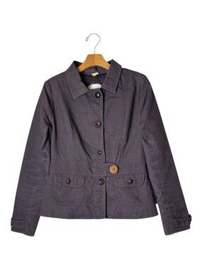 Nick And Mo‎ Anthropologie Jacket Women Medium Brown Gray Button Front Coat Boho
